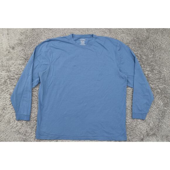 L.L. Bean 2XLT Men's Cotton T-Shirt Blue - Big & Tall Long Sleeve - Picture 4 of 7